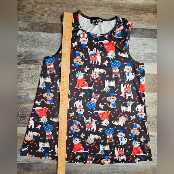 Boston Terrier Dogs 4th of July Americana Patriotic Print Dress Women's S - Picture 6 of 7